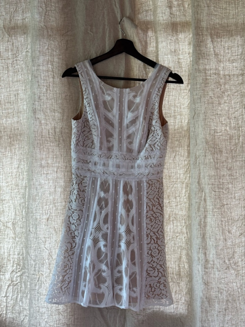 BCBGMaxAzria White Lace Mini Dress